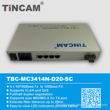 Ethernet Switch 4 Ports UTP, 1 Ports Sc Fiber Optic Switch